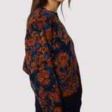 Autumnal Sonata Crew Neck Sweater - Blue Floral