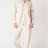 Waffle Knit Button Up Shirt - Cream