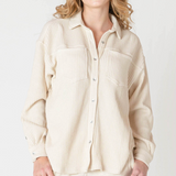 Waffle Knit Button Up Shirt - Cream