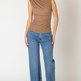 High Neck Sleeveless Top - Cappuccino