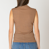 High Neck Sleeveless Top - Cappuccino