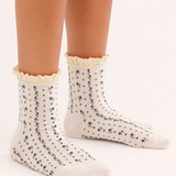 Waffle Knit Ankle Socks- Rosebud