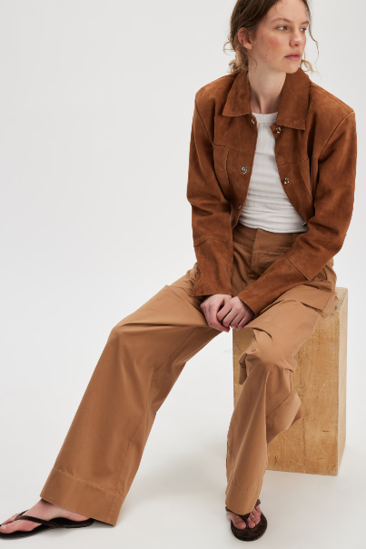 Buckle Back Trouser- Tobacco Combo