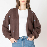 Embroidered Cardigan - Brownie