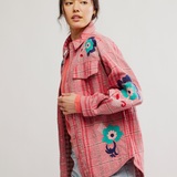 Embroidered Sashiko Shirt - Pink Combo