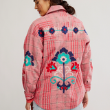 Embroidered Sashiko Shirt - Pink Combo