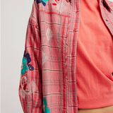 Embroidered Sashiko Shirt - Pink Combo
