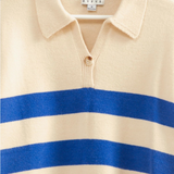 Polo Collar Striped Sweater- Cobalt Combo