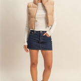 Faux Leather Puffer Vest- Dark Taupe