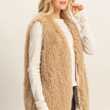 Faux Fur Vest- Taupe