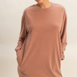 Sweatshirt Dress- Chestnut
