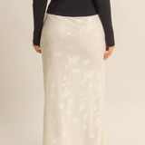 Floral Drawstring Maxi Skirt- Ivory