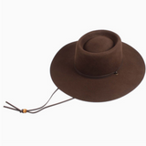 Western Gambler 100% Wool Felt w/chin cord - Dark Brown