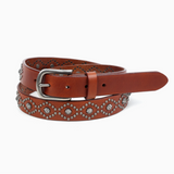 Sunburst Leather Belt - Camel