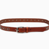 Sunburst Leather Belt - Camel