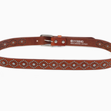 Sunburst Leather Belt - Camel