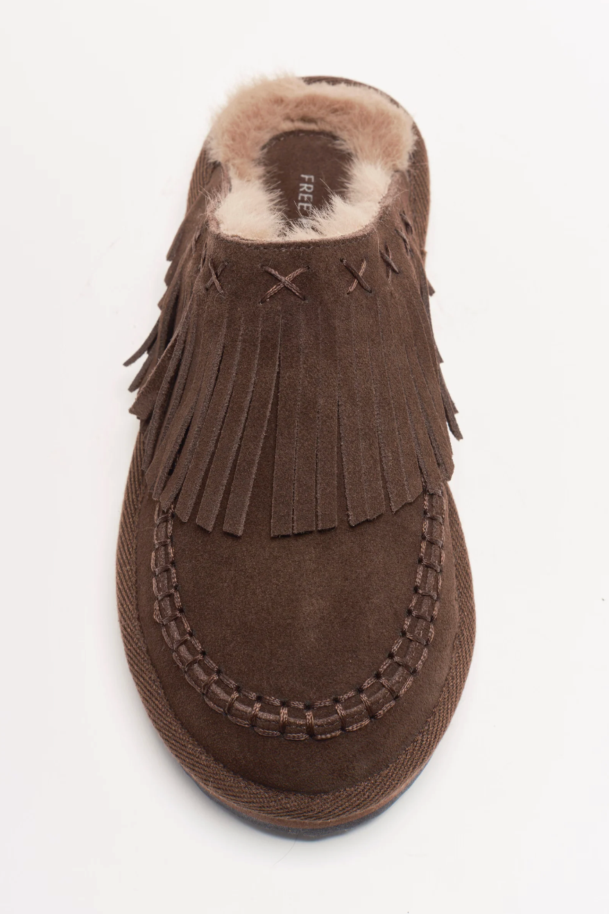 Fallon Fringe Mule - Chocolate Suede