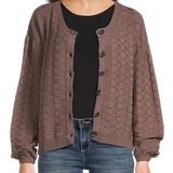 Snug Lyfe Basketweave Cardigan - Plum Brown