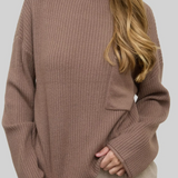 Mock Neck Long Sleeve Top - Mocha