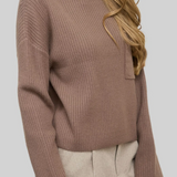 Mock Neck Long Sleeve Top - Mocha
