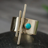 Brass Bar Ring - Turquoise