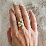 Brass Bar Ring - Turquoise