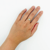 Brass Solitaire Ring - Blue Topaz