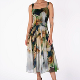 Melissa Floral Mesh Midi Dress - Green