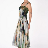 Melissa Floral Mesh Midi Dress - Green