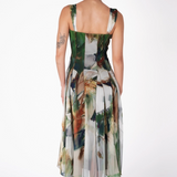 Melissa Floral Mesh Midi Dress - Green
