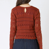 Crochet Long Sleeve Top - Burnt Orange