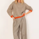 Bicolor Alpaca Blend Knit Sweater - Beige
