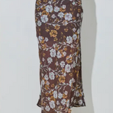 Floral Print Satin Maxi Skirt