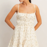Floral Open Back Mini Dress - Cream