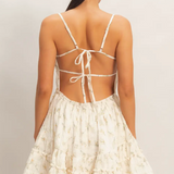 Floral Open Back Mini Dress - Cream