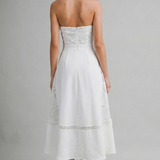 Halter Neck Lace Midi Dress - White
