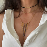 V Fringe Necklace - Mixed Metal
