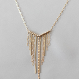 V Fringe Necklace - Gold