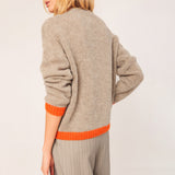 Bicolor Alpaca Blend Knit Sweater - Beige