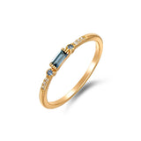 Sterling Silver Rectangular London Blue Gemstone Ring
