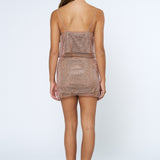 Rhinestone Cropped Tank Top - Rose Gold