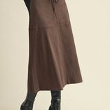 Mustard Seed suede skirt-chocolate