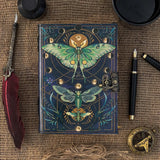 Vintage Leather Journal Notebook with Butterfly Print