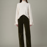 The Margot Straight Flocked Jean - Olive