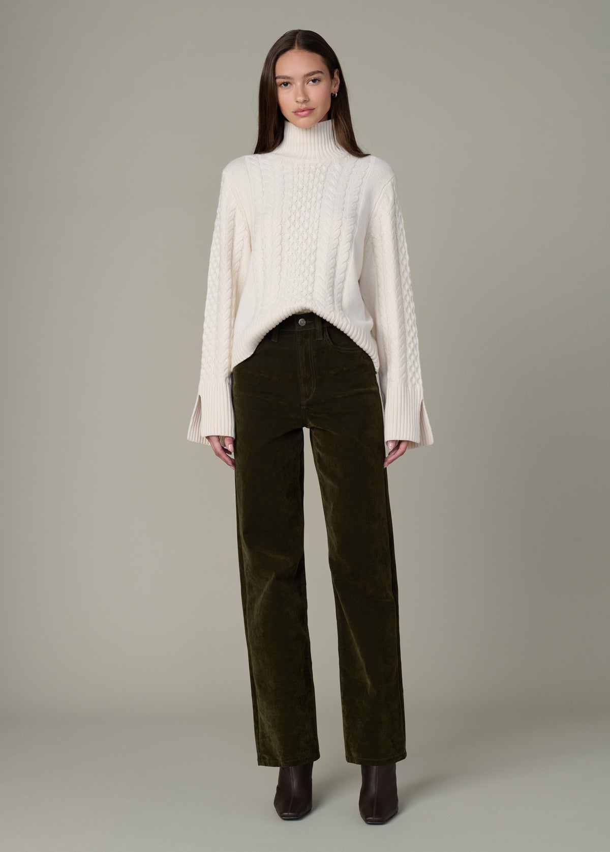 The Margot Straight Flocked Jean - Olive