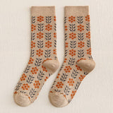 Vintage Flower Print Mid-Calf Socks