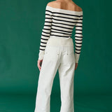 Bella Off The Shoulder Striped Knit Top - White