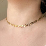 Non-tarnish Leaf Choker - Waterproof Chevron Chain Necklace