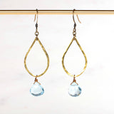 Blue Topaz Hammered Teadrop Earrings
