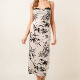 Burn Out Velvet Floral Mesh Midi Dress